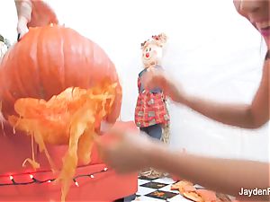 Pumpkins and lesbo fuck-fest with Jayden and Kristina