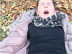 Ashley forest wedged in her stunning vulva in public